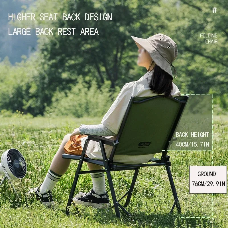 Person seated in the chair with backrest height and total height labeled