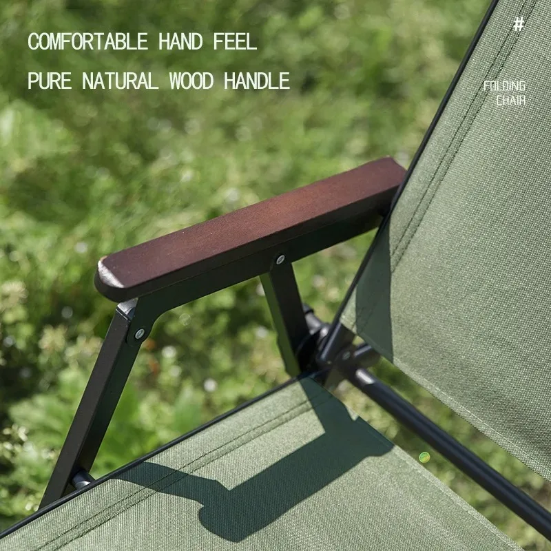 Close-up of the natural wood armrest