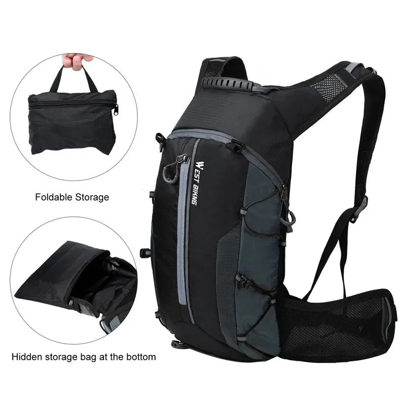 Daypack folded into its own hidden bottom storage pocket